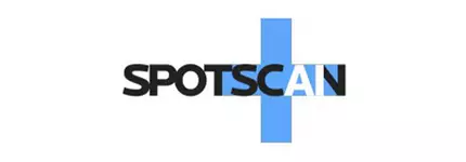 Texte alternatif : Logo de SPOTSCAN avec un signe plus, en noir et bleu.
