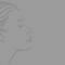 Simple line drawing of a woman's profile with closed eyes, set against a light gray background.