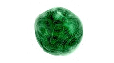 A semi-transparent, abstract blue blob with smooth, rounded surfaces, resembling a cluster of bubbles.
