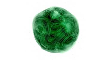A semi-transparent, abstract blue blob with smooth, rounded surfaces, resembling a cluster of bubbles.