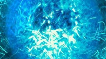 Une image abstraite avec des motifs lumineux en bleu, creant une sensation de mouvement et de profondeur.