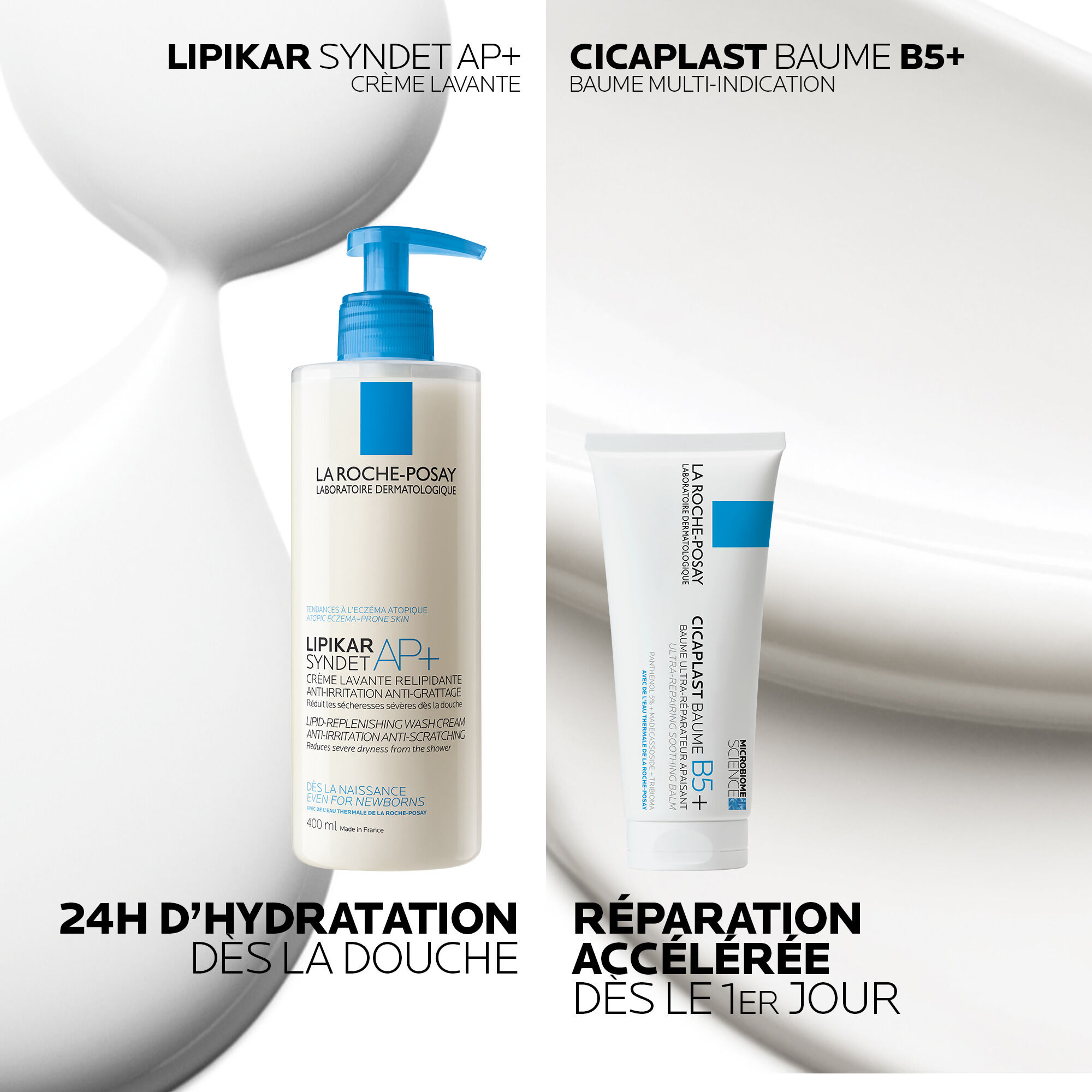 Routine Cicaplast Baume B5+, Lipikar Syndet AP+ et son Eco-recharge​
