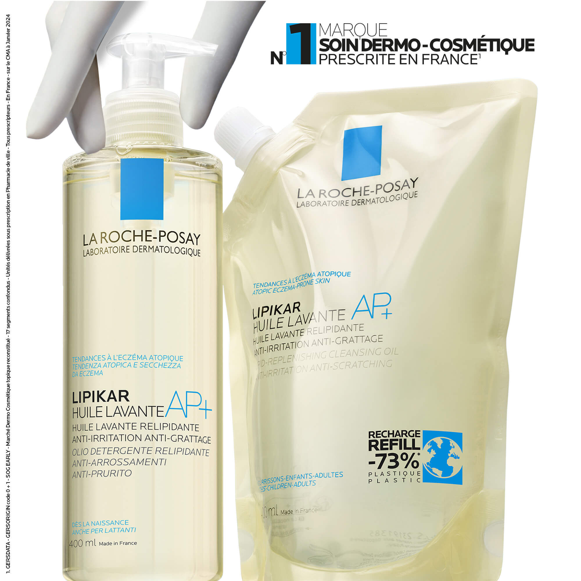 DUO Lipikar Huile de Douche Lavante AP+  et son Eco-recharge