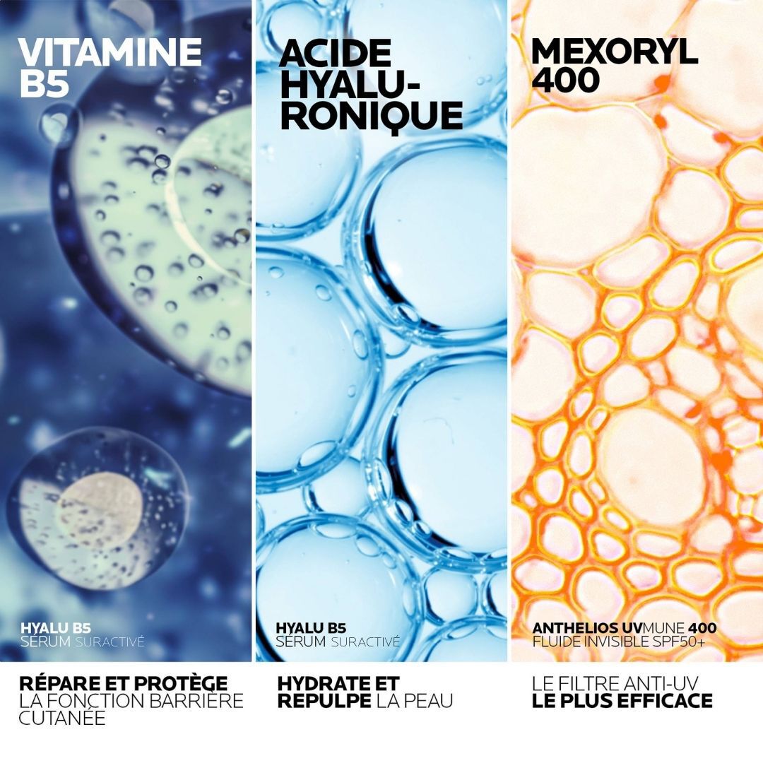 ROUTINE Anti-Age Globale : Serum Hyalu B5 et Anthelios UVMUNE 400 Fluide Invisible SPF50+