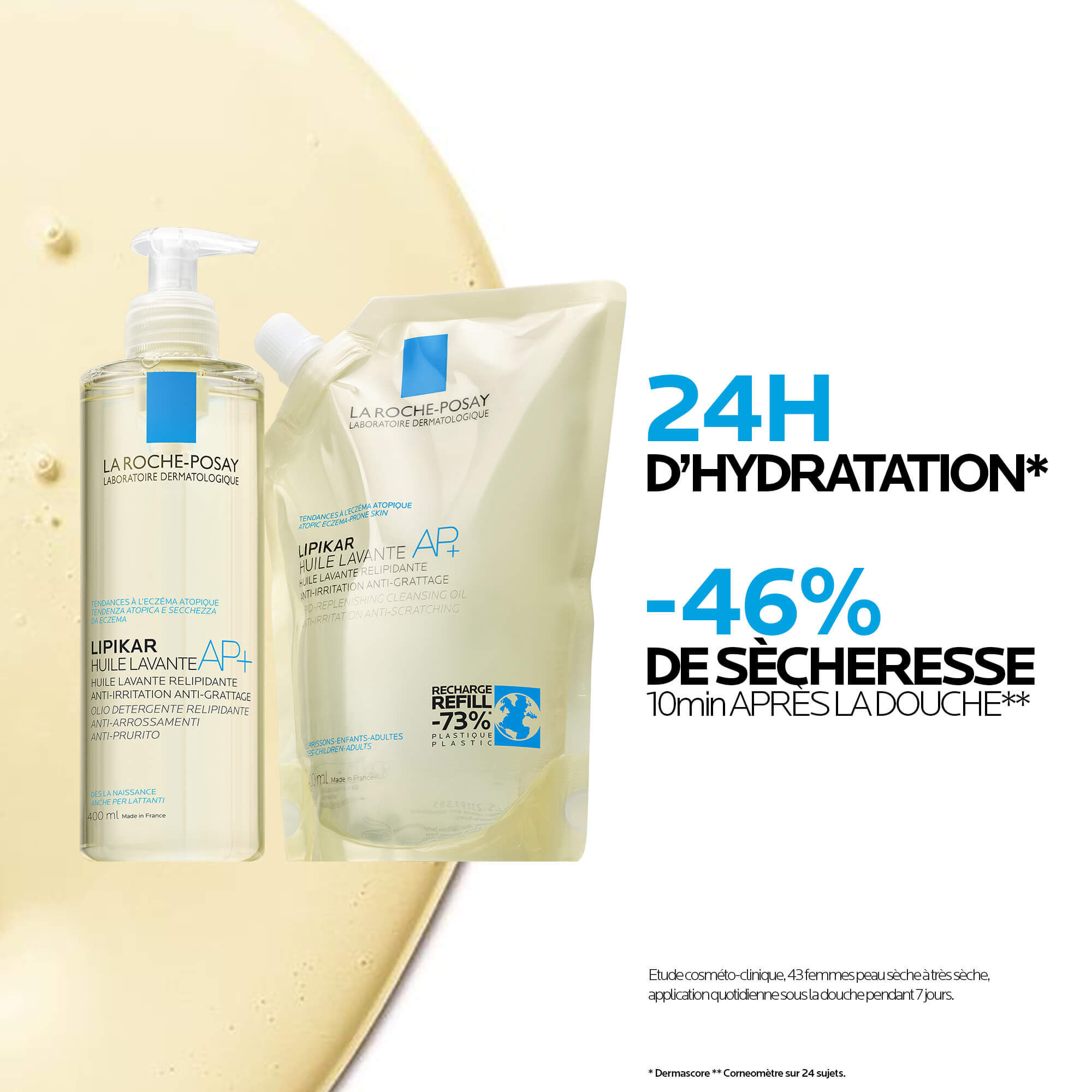 DUO Lipikar Huile de Douche Lavante AP+  et son Eco-recharge