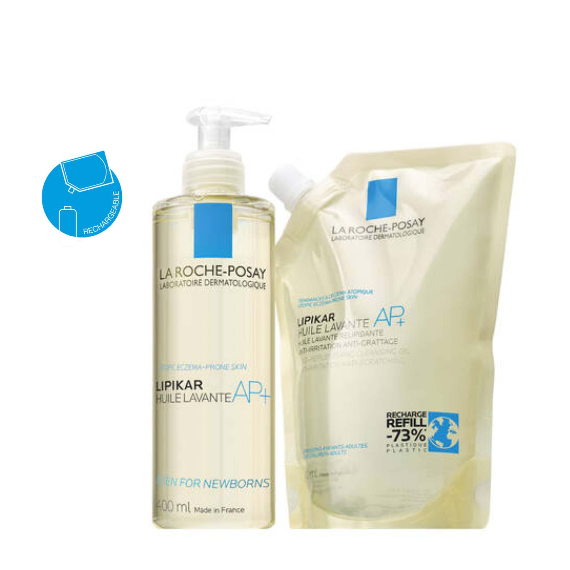 DUO Lipikar Huile de Douche Lavante AP+  et son Eco-recharge