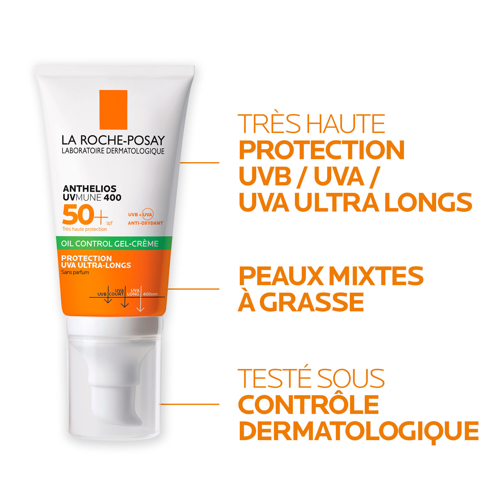 Anthelios UVMUNE 400 Creme Solaire Visage en Gel-Creme Sans Parfum
