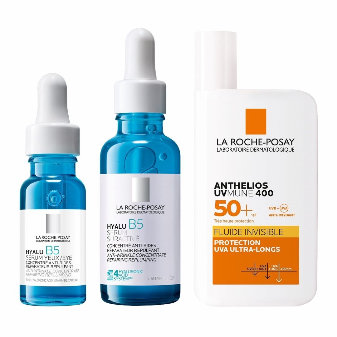 ROUTINE Anti-Age Globale : Serum Hyalu B5 et Anthelios UVMUNE 400 Fluide Invisible SPF50+
