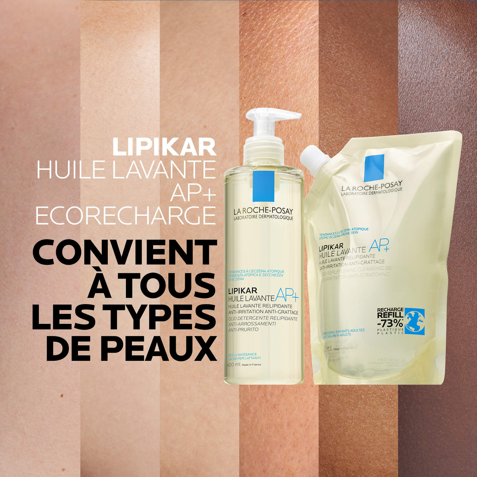DUO Lipikar Huile de Douche Lavante AP+  et son Eco-recharge