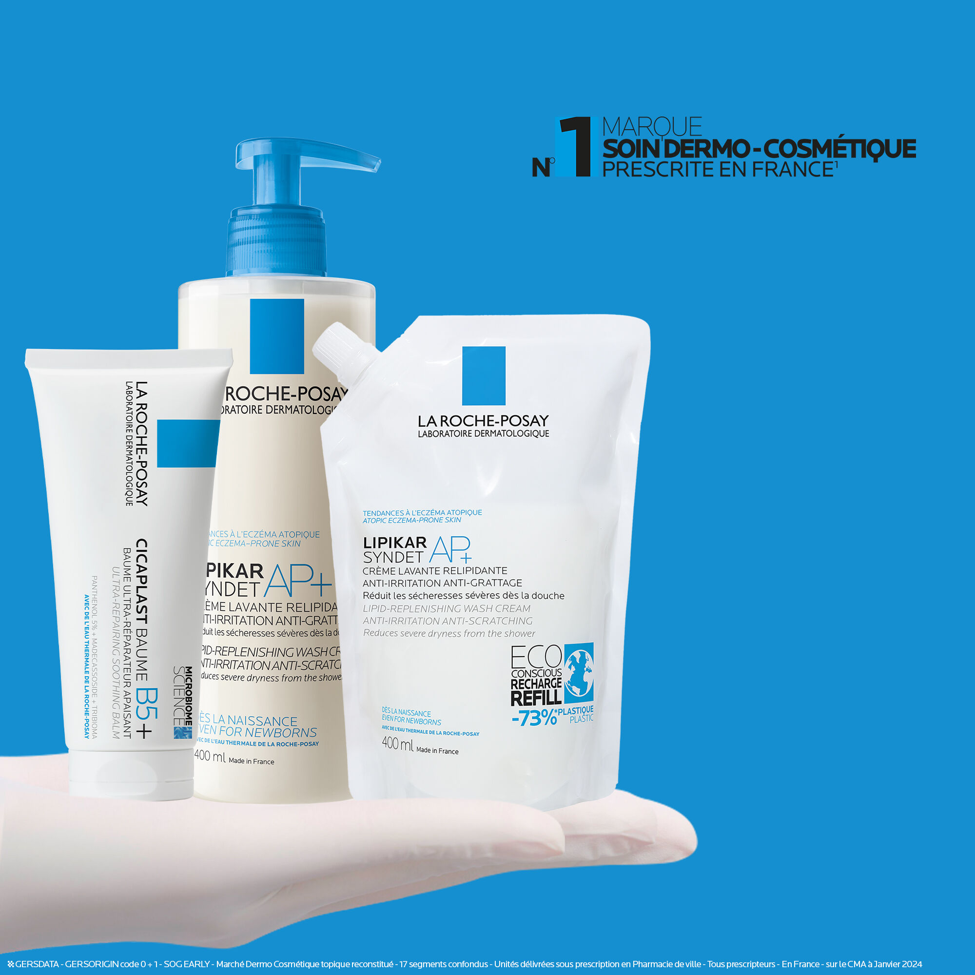 Routine Cicaplast Baume B5+, Lipikar Syndet AP+ et son Eco-recharge​
