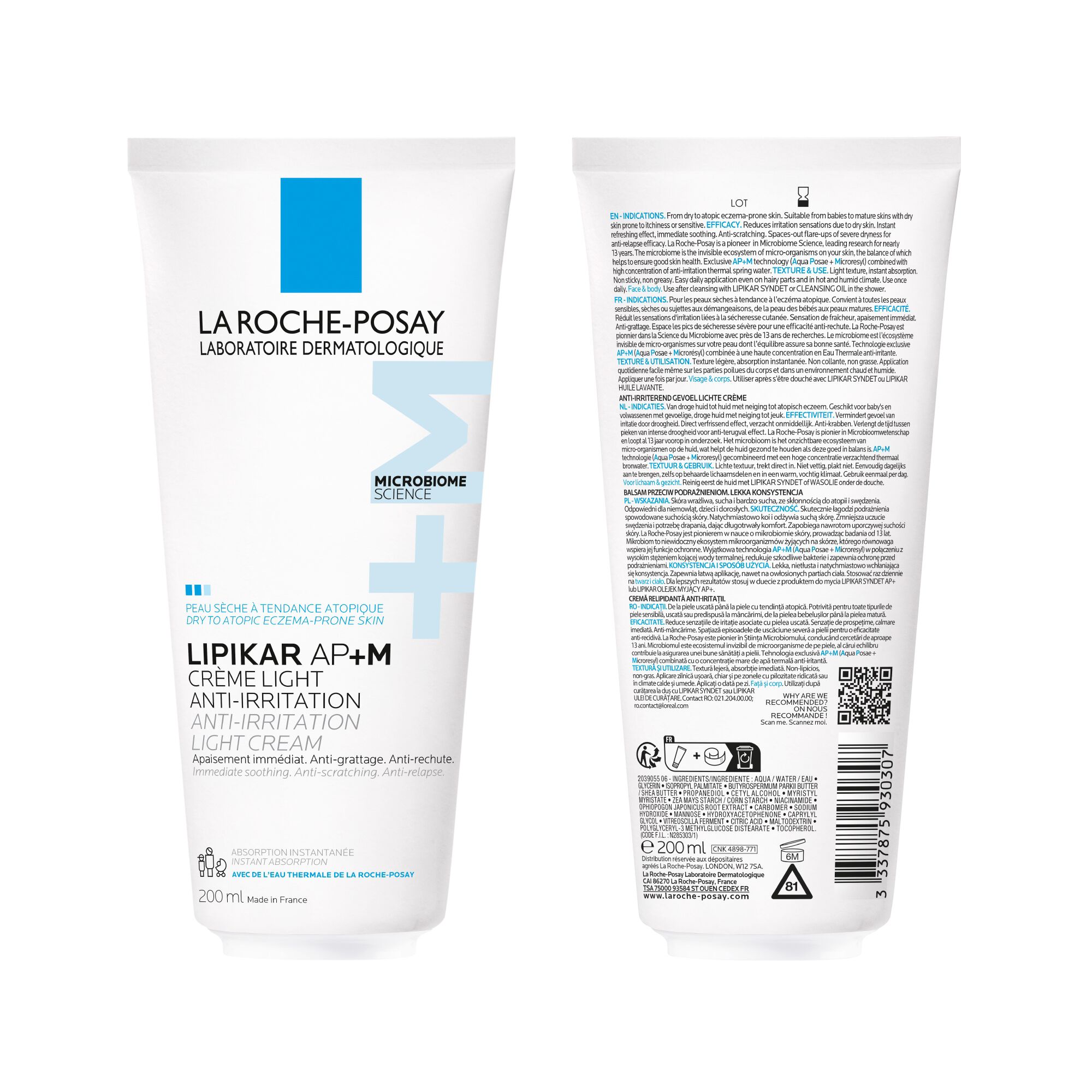 3337875930307-Lipikar Creme AP+M TUBE A Base de Carton_200ml_01_La-Roche-Posay