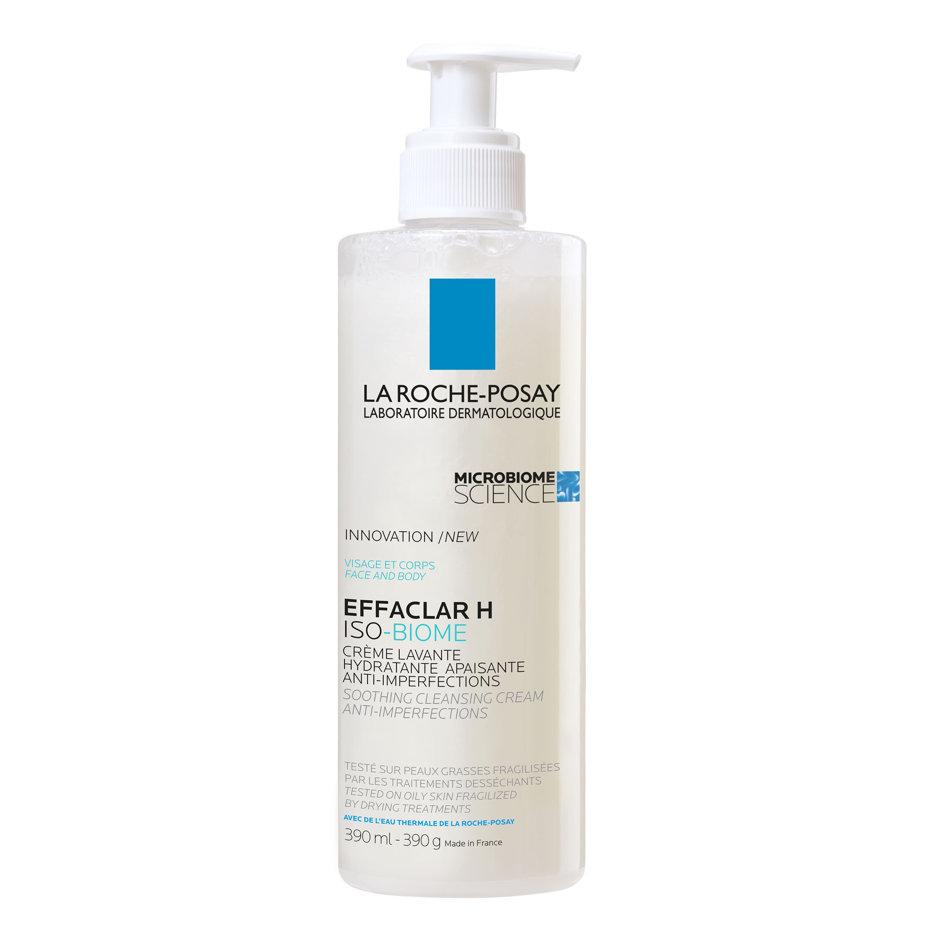 3337875777773-Effaclar H ISO-BIOME Creme Lavante Hydratante Apaisante_390ml_01_La-Roche-Posay