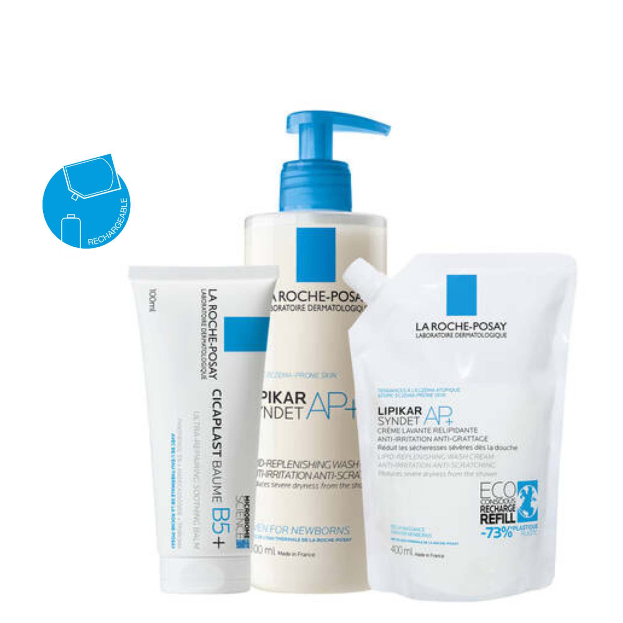 Routine Cicaplast Baume B5+, Lipikar Syndet AP+ et son Eco-recharge​